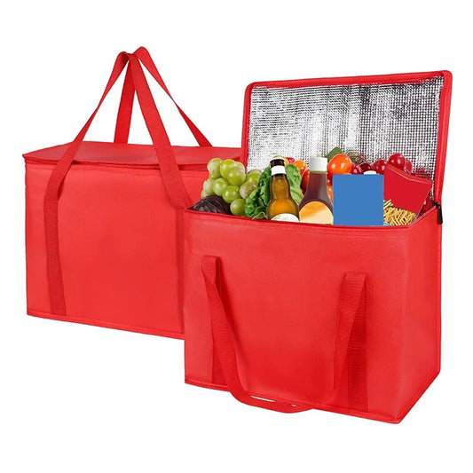 Large Capacity Insulated Grocery Bags Foldable Reusable Soft Cooler Bag Lightweight Hot Cold Takeout Food Delivery Bag NEW
