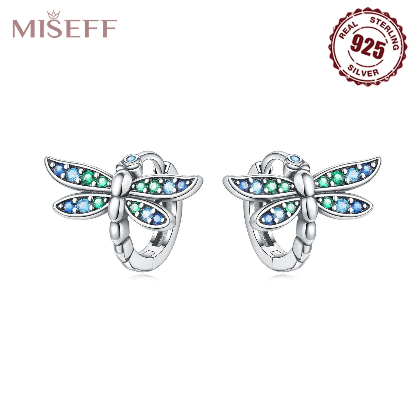 MISEFF S925 Sterling Silver Earring Exquisite Insect Gradient Dragonfly Earrings Original Jewelry Birthday Gifts For Women