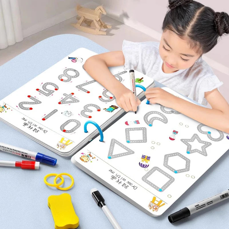 32-Page Reusable Magic Practice Notebook Set |   Whole Brain Development, Writing Training, and Art Education Handbook |   Learn Writing Skills, Paper Materials, Durable Binding |   Color Pages | Christmas Gifts