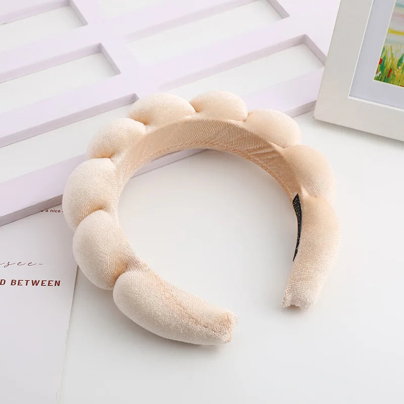 Retro Puffy Hair Band Sponge Headbands for Women Velvet Cloth Padded Girls Makeup Hairband Beauty Fashion Hairband Accessories