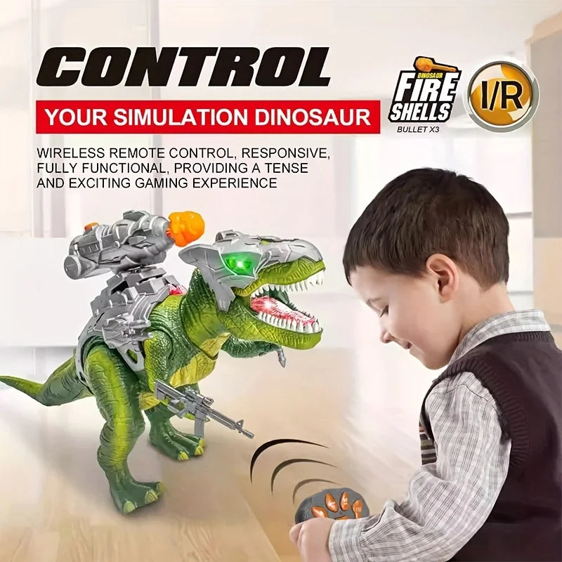 Simulated Alloy Dinosaur Toy, RC T-Rex, Runs & Roars, Built-in Sound Effects, Birthday Gift for Kids 3+, With Remote, Batteries