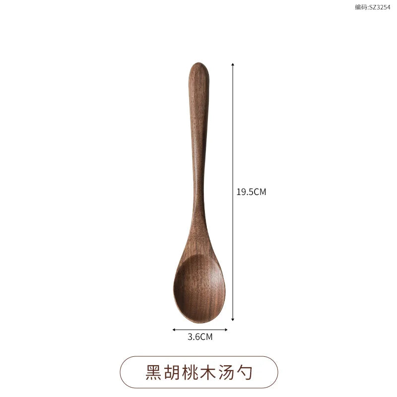Black Walnut Cutlery Set Spoon and Fork Set High-grade Solid Wood Chopsticks Soup Spoon Coffee Dessert Jam Supplies