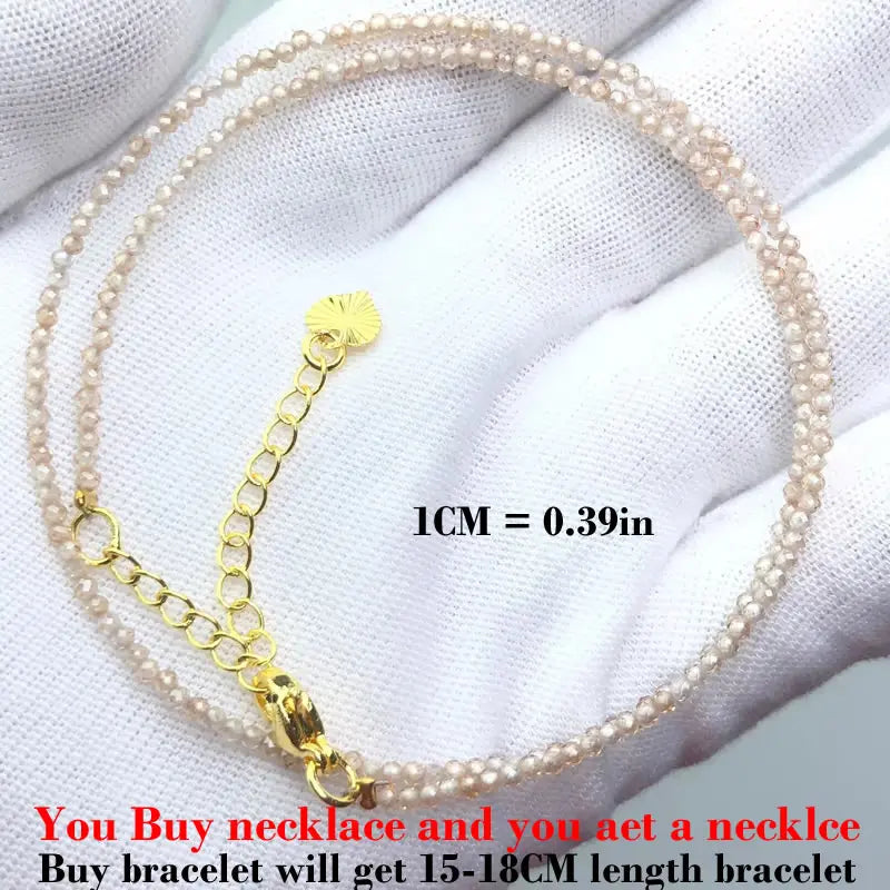 HOT Natural Stone 2mm Faceted Beads Necklace Crystal quartz Garnet agate Beaded Chains Fashion Simple Men Women Jewelry Gifts