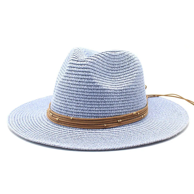 Big Size 60CM New Straw Hat 7cm Brim Summer Cooling Beach Sun Hat Outdoor Party Panama Jazz Hat Sombreros De Mujer