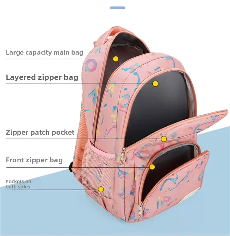 Fashion Cloth Students School Bag Large Capacity Casual Childrens Backpack Multifunctional Multilayer Solid Color Kids Backpack