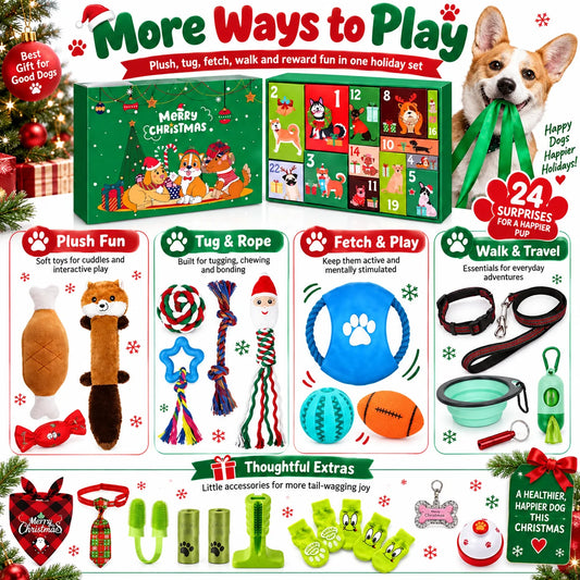 Dog Christmas Advent Calendar – 24-Day Pet Toy Mystery Countdown Box
