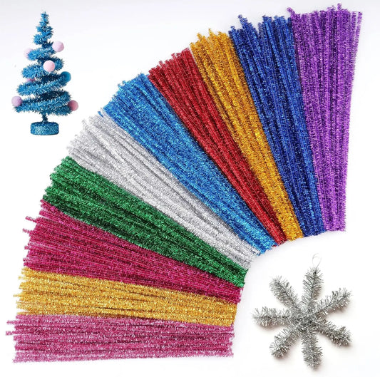 30CM Glitter Pipe Cleaners Chenille Stem Glitter Color for DIY Christmas Tree Making Christmas Decorat Materials DIY Arts Crafts