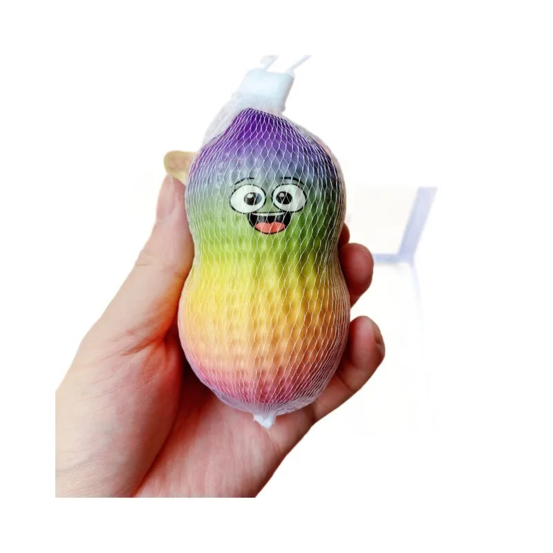 Good Luck Peanut PU Squishy Toy, Mud Texture Slow Rising Finger-Sticking Decompression Fidget for Adults, Wholesale Blind Box
