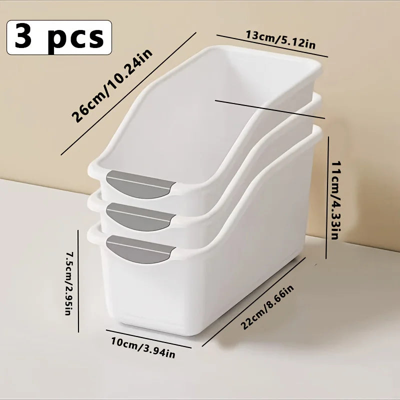 1/3pcs Multi-Functional Storage Box Set, Curved Space-Saving Design, Stackable Organizer Bins for Home Organization, Kitchen
