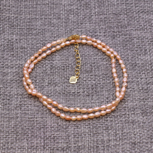 AA Natural Freshwater Pearl Necklace Rice Shape Pearls Jewelry for Women Wedding Gifts Fashion Copper Chain Chokers Necklace