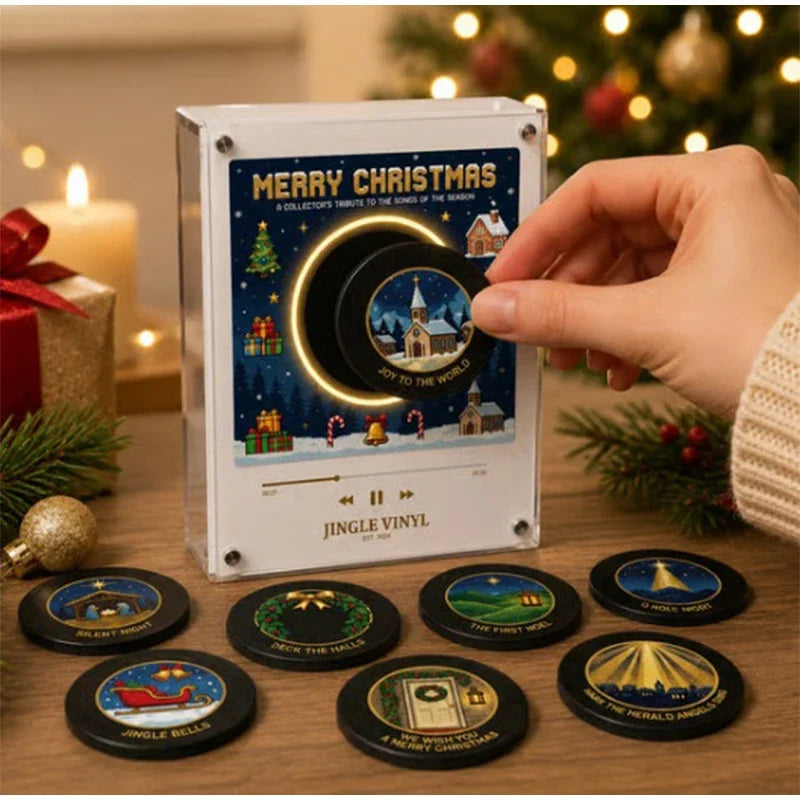 Christmas Vinyl Player Fridge Record Nfc Magnetic Music Box Set Mini Jingle Magnets Personalized Retro Aesthetic Desk Decor Gift