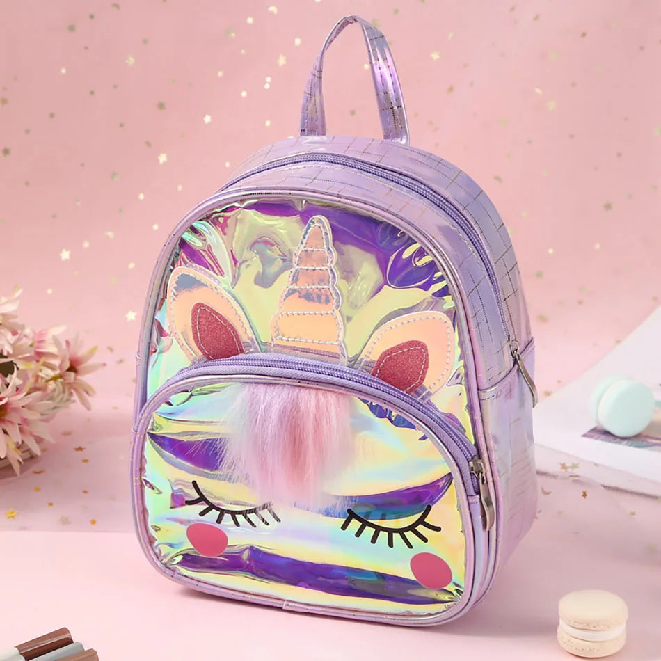 Unicorns Cartoon School Book Bag Backpacks Cute Fashion 3D Fur Backpacks For Girls Travel Backpack Children Schoolbag Kids Gift