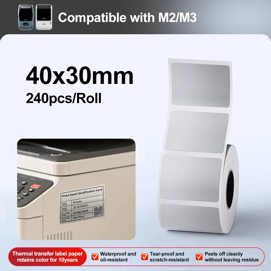 Niimbot M2/M3 Laser-color Silver/Matte Silver Labels Thermal Transfer Printing Paper Round Square Sticker for Niimbot M2 Printer