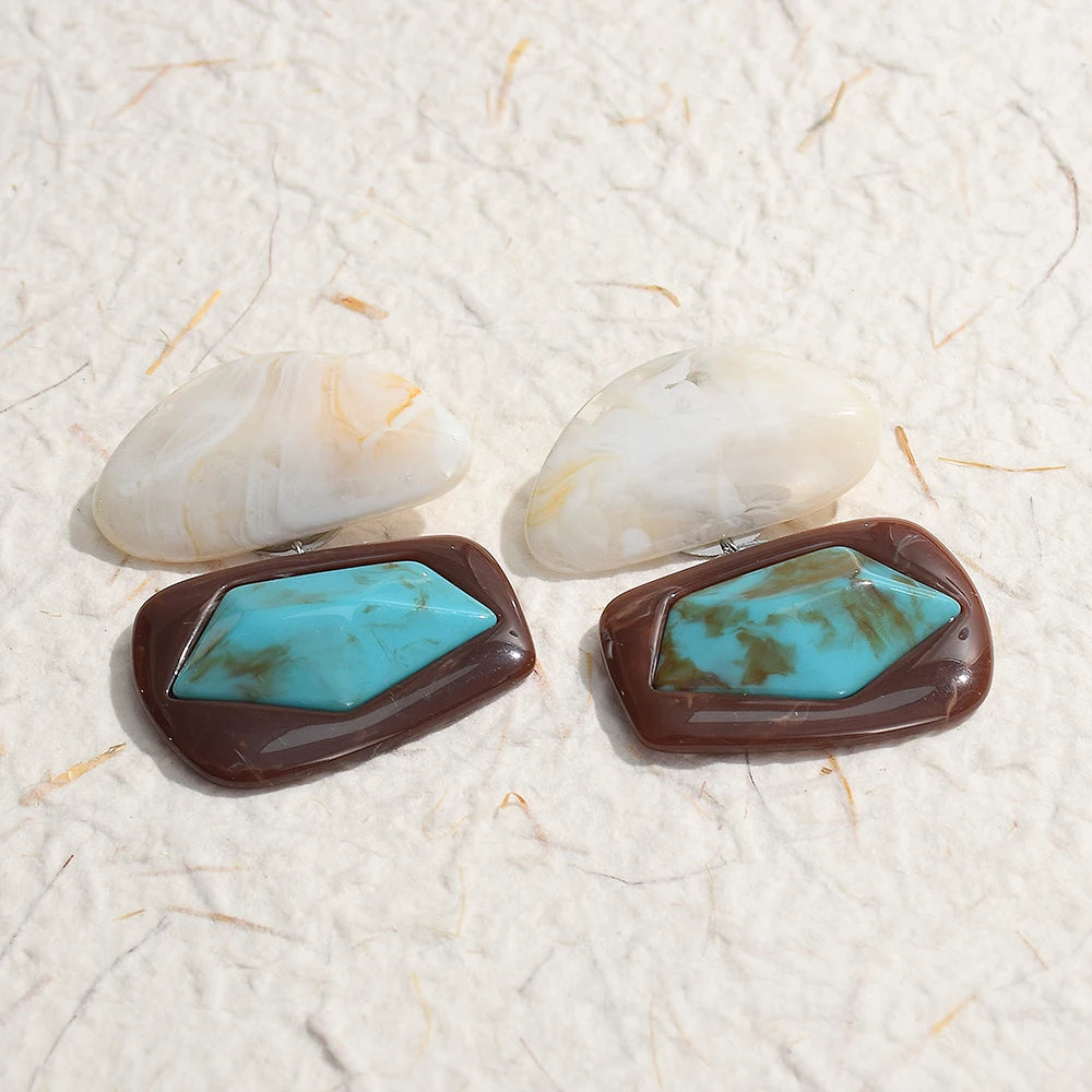 Vintage Summer Resin Drop Earrings For Women Acrylic Geometric Earrings Jewelry Gifts Accessories