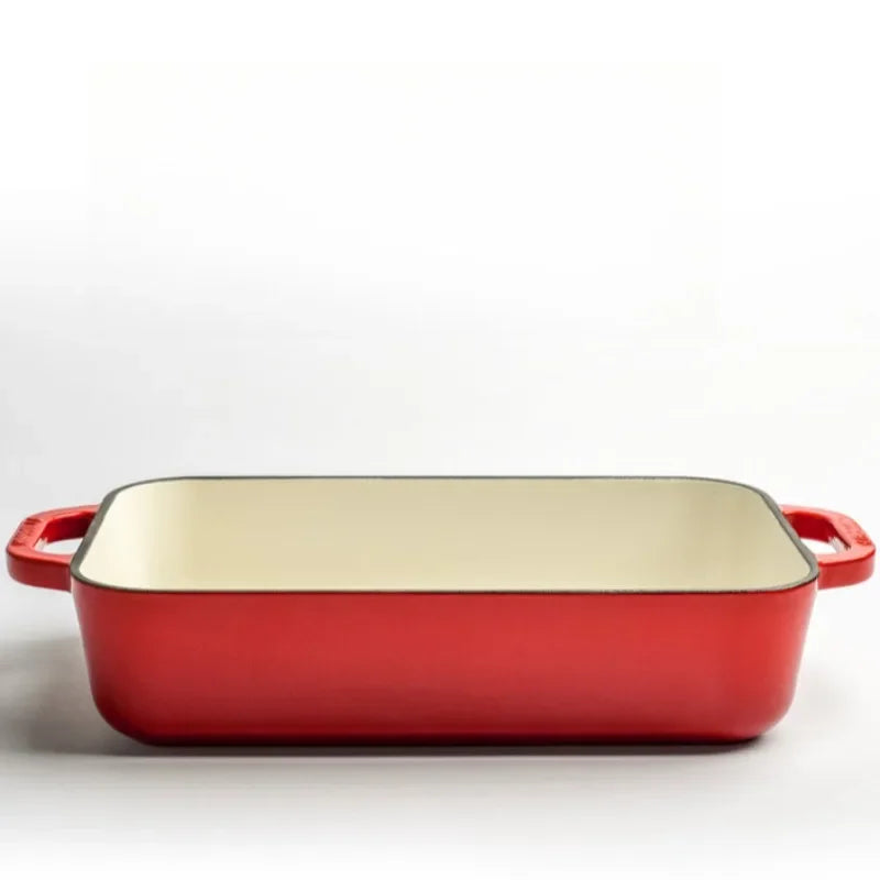 Multifunctional Double Ear Enamel Pan for Steak Frying Baking Western Food Oven Baked Meat And Fish Kitchenware