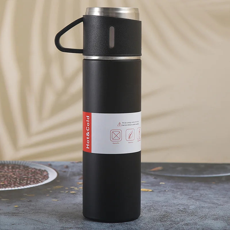 500ML Stainless Steel Vacuum Flask Gift Set Office Business Style Thermos Bottle Outdoor Hot Water Thermal Insulation Couple Cup