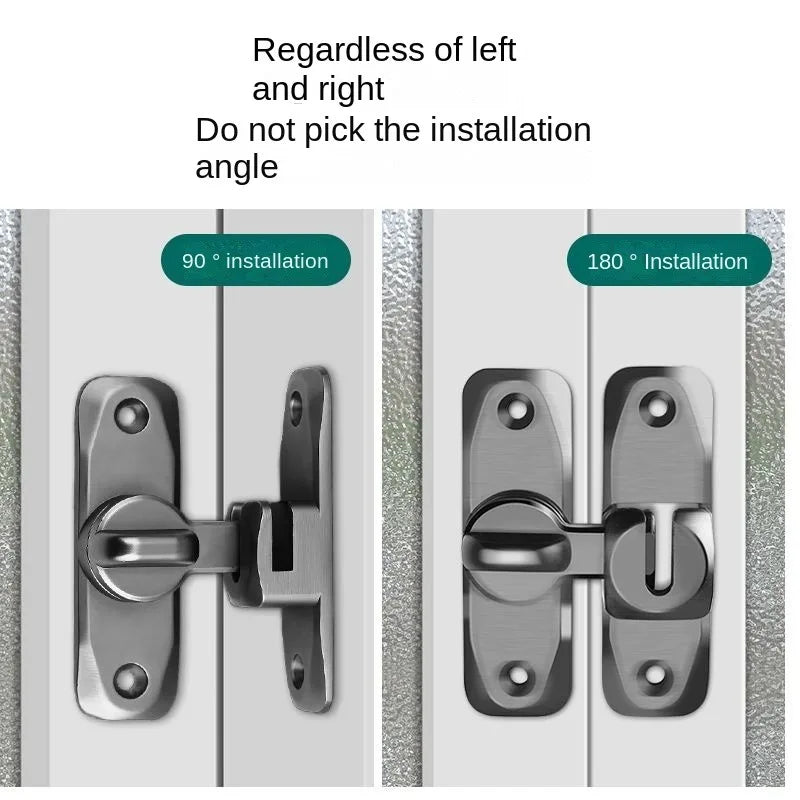 90/180 Degree Flip Door Lock Home Security Sliding Door Latch Small Gate Latches Hardware Anti-theft Lock Zinc Alloy Door Bolts