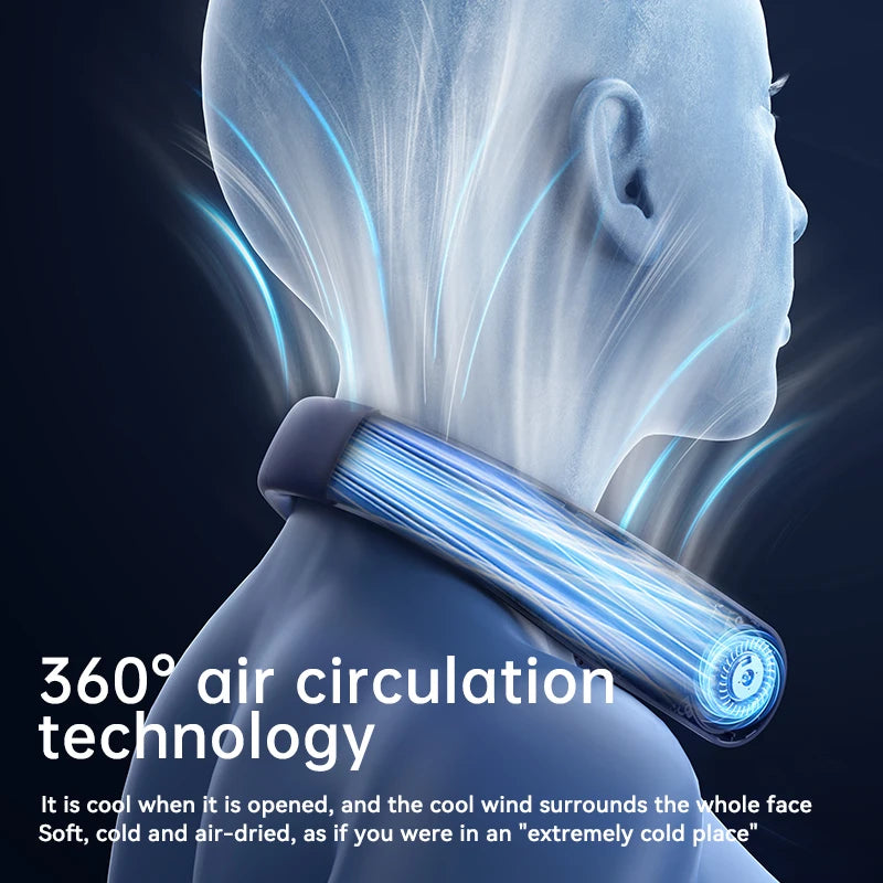 Lenovo Hands Free Neck Fan Portable USB Rechargeable Bladeless Cooling Fan Quiet Wearable Fan For Summer Travel Mini Long Endur