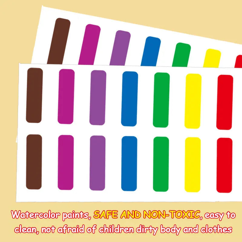 Montessori Kids Watercolor Coloring Book with Built-in Paint Board And Brushes Educational Creative Art Gift for Children