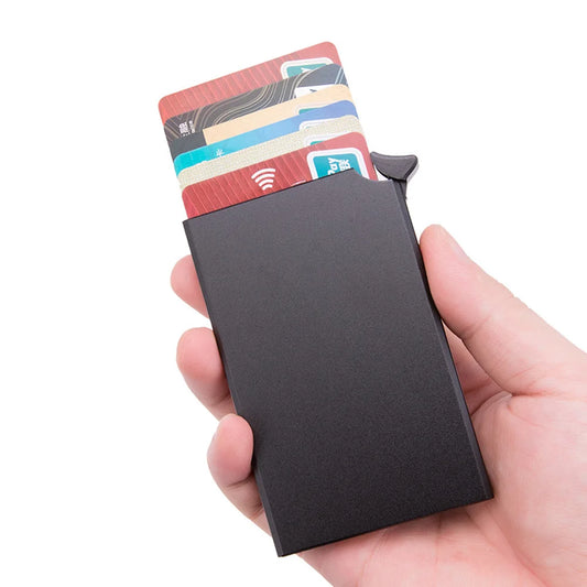 HOMEFISH Pop-up Metal Card Holder, Lightweight Portable Wallet, Fashion Mini Coin Purse for Men and Women
