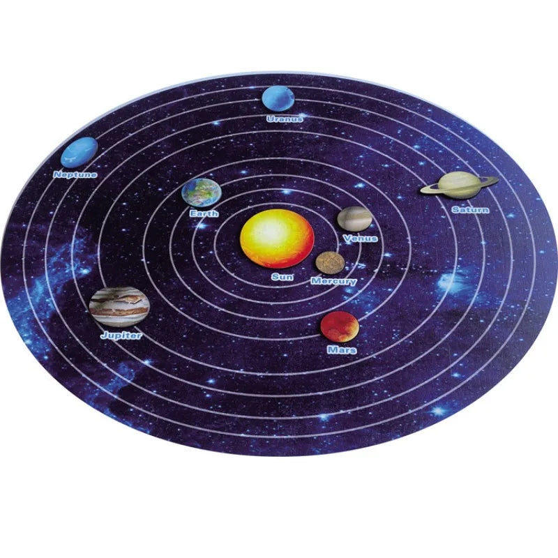 Solar System Model STEM 3D Assembly Eight Planets Jigsaw Kids Students Science Exploration Educational Wooden Matching Board Toy