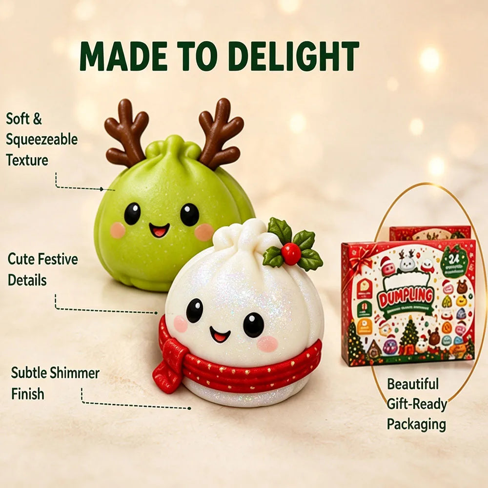 Squishy 2026 Christmas Advent Calendar, 24 Days Countdown Surprise Box, Dumpling Slow Rebound Squishies Squeeze Sensory Gift