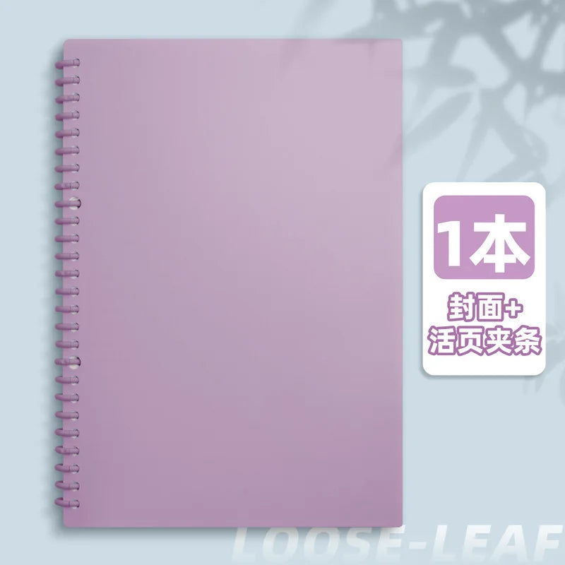 A4/A5/B5 Removable Spiral Notebook 60 Sheets Underline/Blank Loose Leaf Journal Macaron Binder for Students