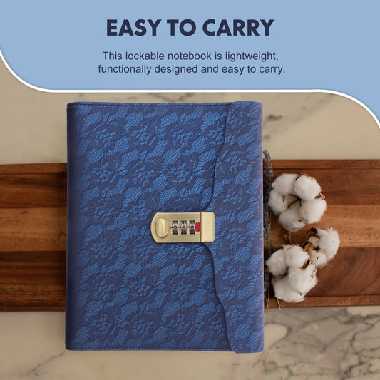 Business Notebook PU A5 Notepad with Three Digit Combination Lock Lockable Personal Secret Diary Office Daily Planning Journal