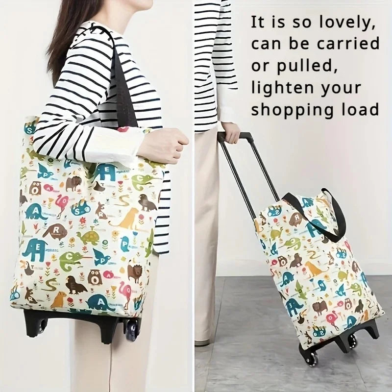 Foldable Oxford cloth shopping cart, large-capacity handheld premium bag – for outdoor, commercial, grocery & delivery.