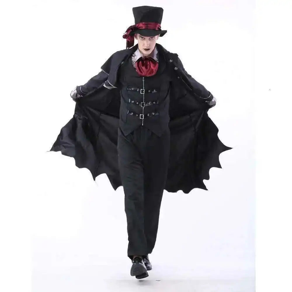 Vampire Couples Costume – Men's & Women's Halloween Outfits with Hat, M–XL