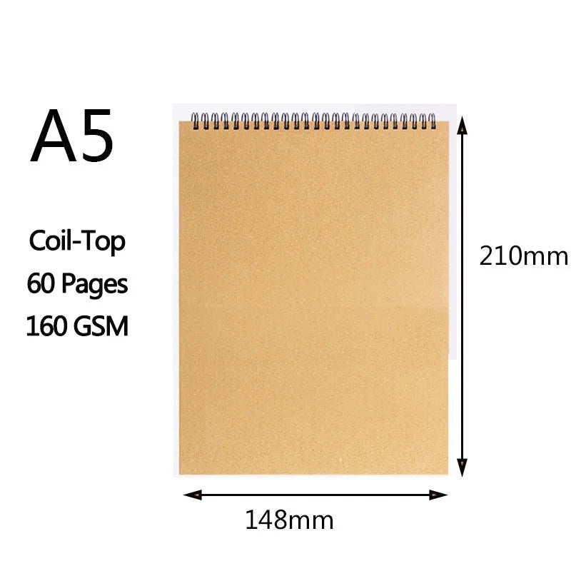 Art Sketchbook 160gsm 30 Sheets/60 Pages Drawing Watercolor Spiral Notebook For Sketching