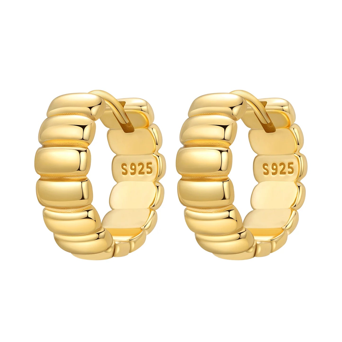 Orstarry S925 Sterling Silver Earring Artistic Textured Square Hoop Earring 18K Gold-plated For Women Birthday Gift Fine Jewelry