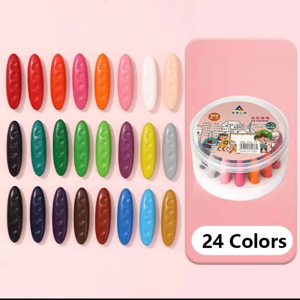 12/24/36 Colors Children Do Not Dirty Hands Plastic Crayon Set Creative Painting Tools Peanut Shaped Washable Erasable