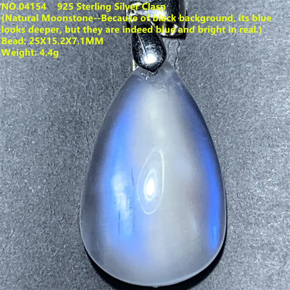 Natural Colorful Moonstone Pendants Necklaces Unusual Women Big Orange Blue Light Rainbow Moon Stones Bead Gemstone Jewelry S925