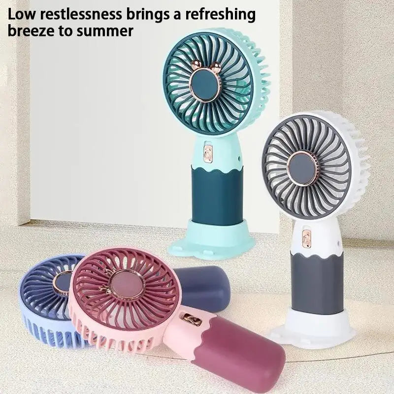 2In1 Mini Electric Fan Outdoor Portable Handheld Usb Rechargeable Cooling Desk Fan With Mobile Phone Stand Function Summer·