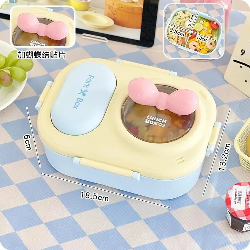 Heart Print Bento Box for Women & Teens - Portable Macaron Style Lunch Container, Ideal for Work, Picnic, Dating, Simple Packing