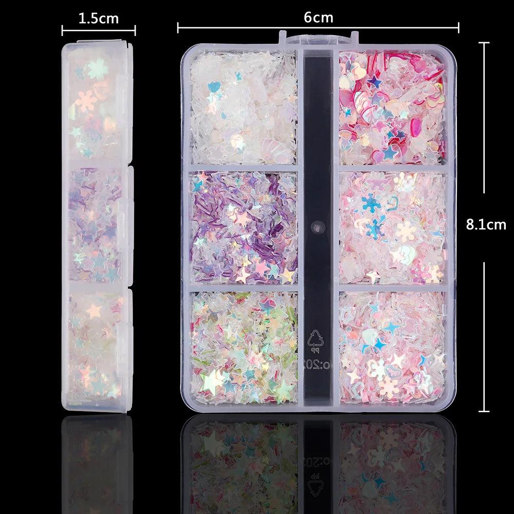 Mix Glitter Flakes Sequins Set For Women Girl  DIY Party Make Up Decoration Jewelry Filling Materials B0126