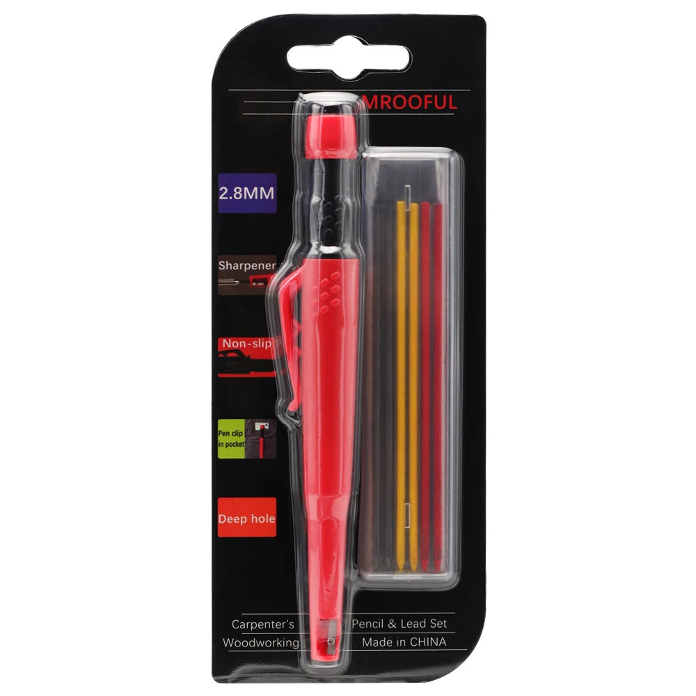Woodworking Pencil Card Set, Deep Hole Marking and Drawing, with 2.8mm Reliable and Durable Lead, for Carpenters Engineering