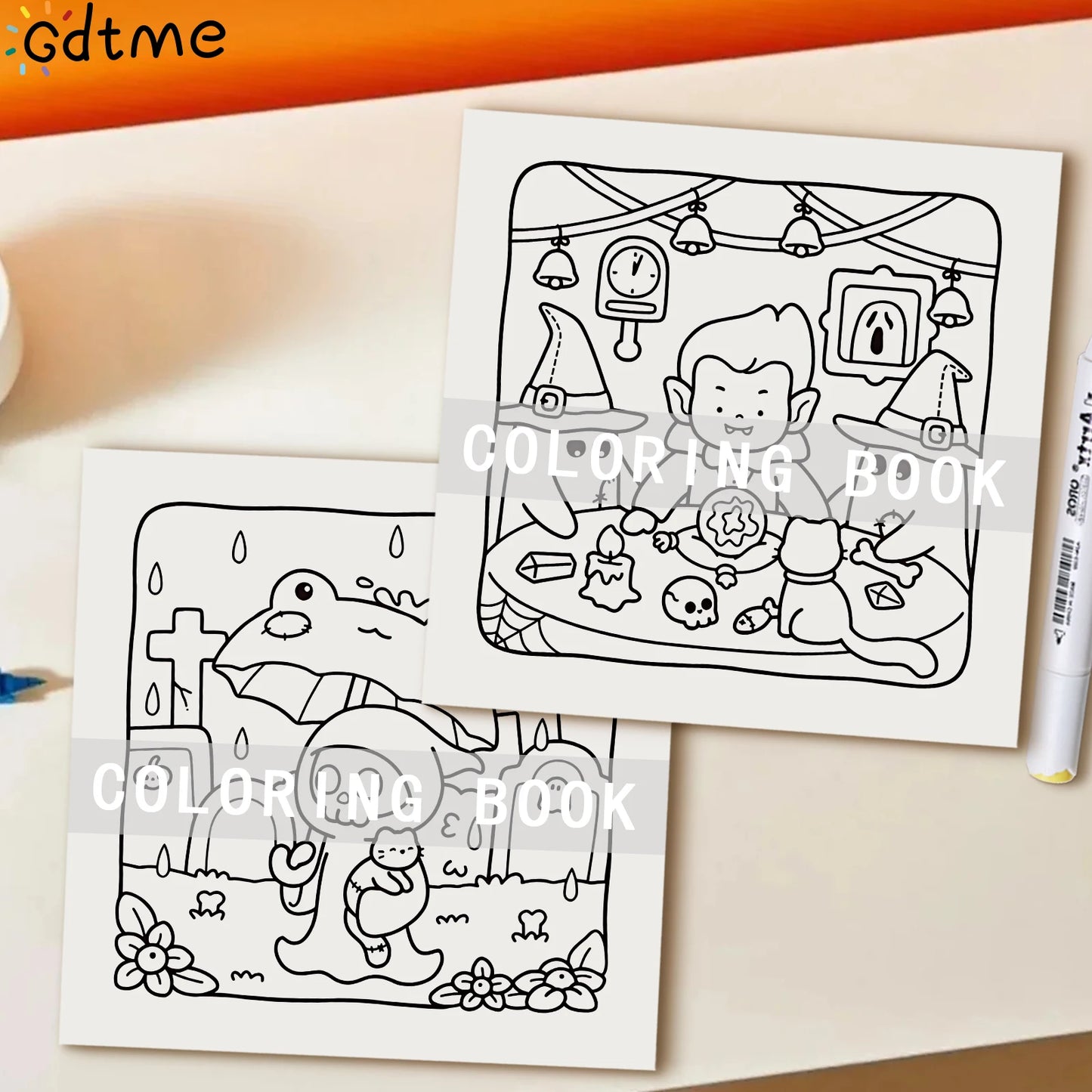 SPOOKY FUN CUTE & EASY Coloring Book for Adult Relieve Stress Kill Time DIY Painting Drawing Book Kids Education