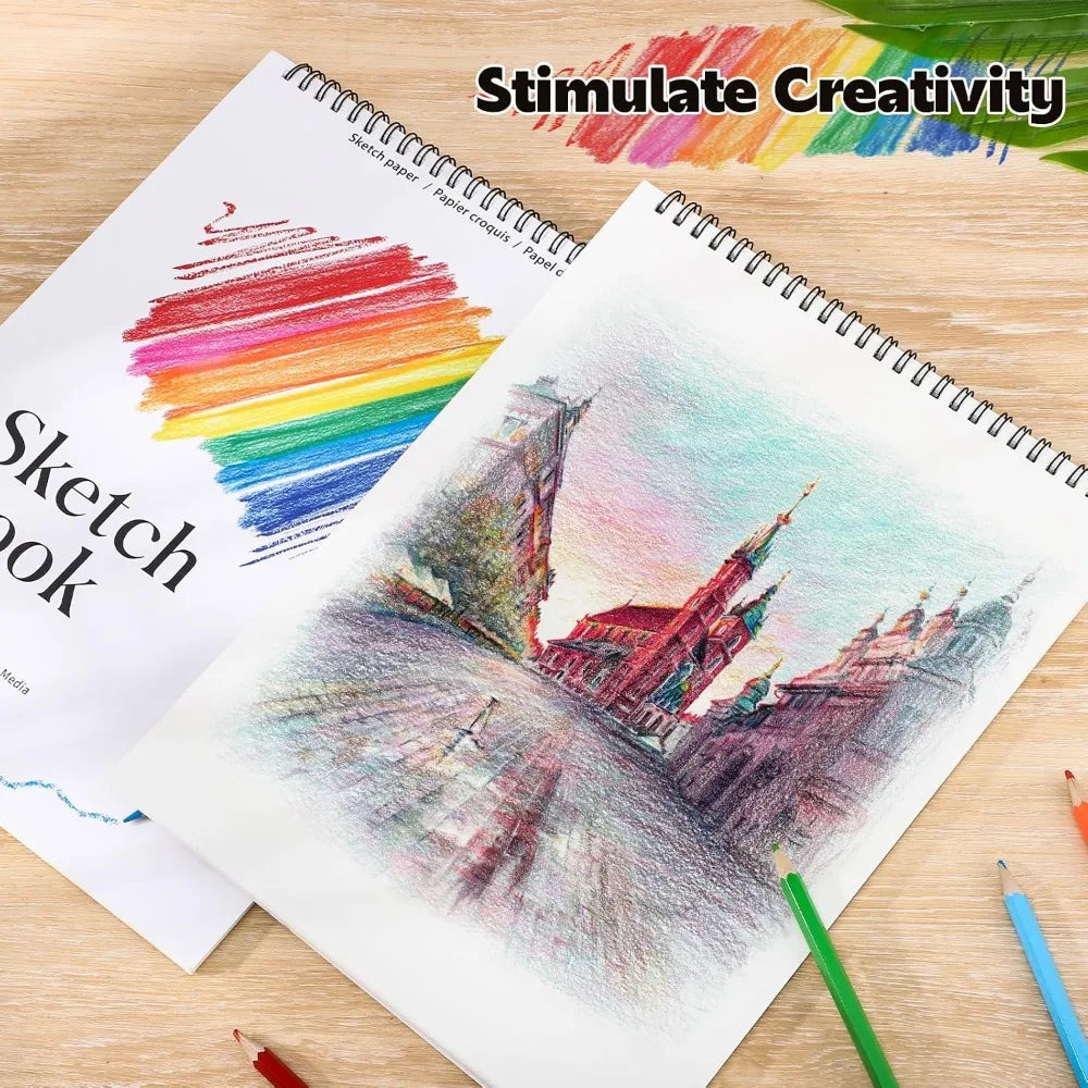 4 Pack Sketch Book, 9x12 Inch Spiral Bound Sketchpad, 68lb 100gsm Acid Free Drawing Paper for Kids Adults Beginners Artists, 30 Sheets Each
