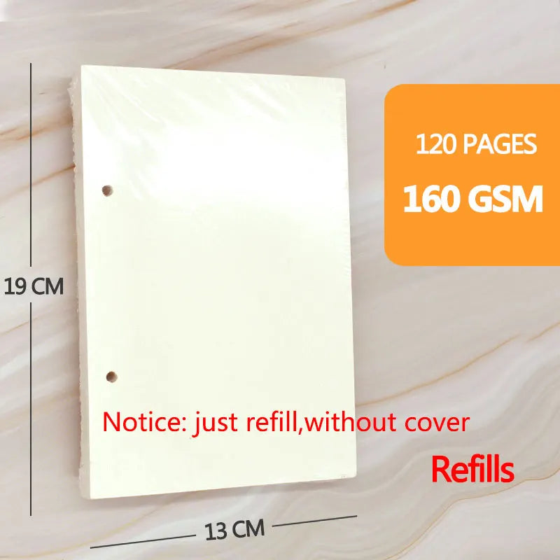 Retro Spiral Sketchbook Linen Hardcover 120 Pages 160GSM Refillable Notebook for Art Drwaing Stationery School Supplies