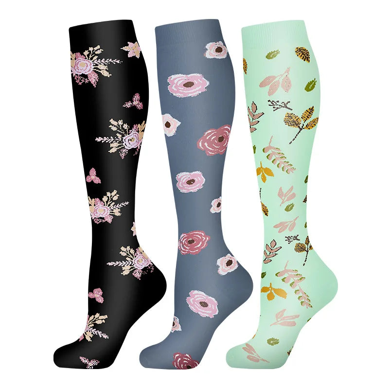 58 Styles 3 Pairs/Pack Compression Socks Knee High 30MmHg  Women Men Sports Socks Edema Diabetes Varicose Veins Running Socks