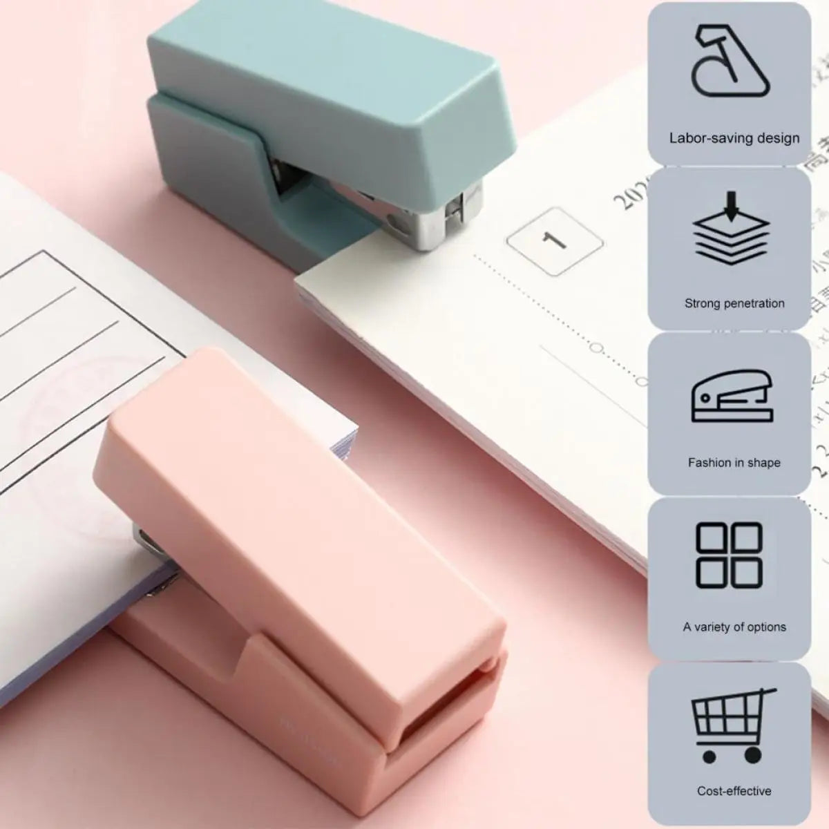 Mini Stapler Set Portable Color Paper Binding Machine Use 24/6 26/6 Staples Fashion Stationery Office Supplies