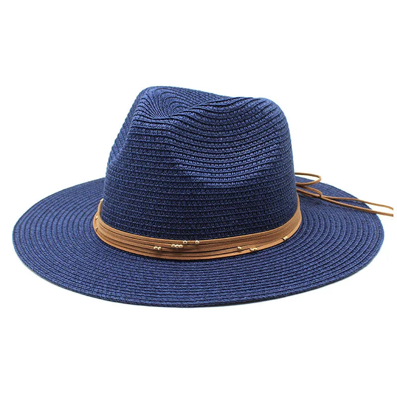 Big Size 60CM New Straw Hat 7cm Brim Summer Cooling Beach Sun Hat Outdoor Party Panama Jazz Hat Sombreros De Mujer