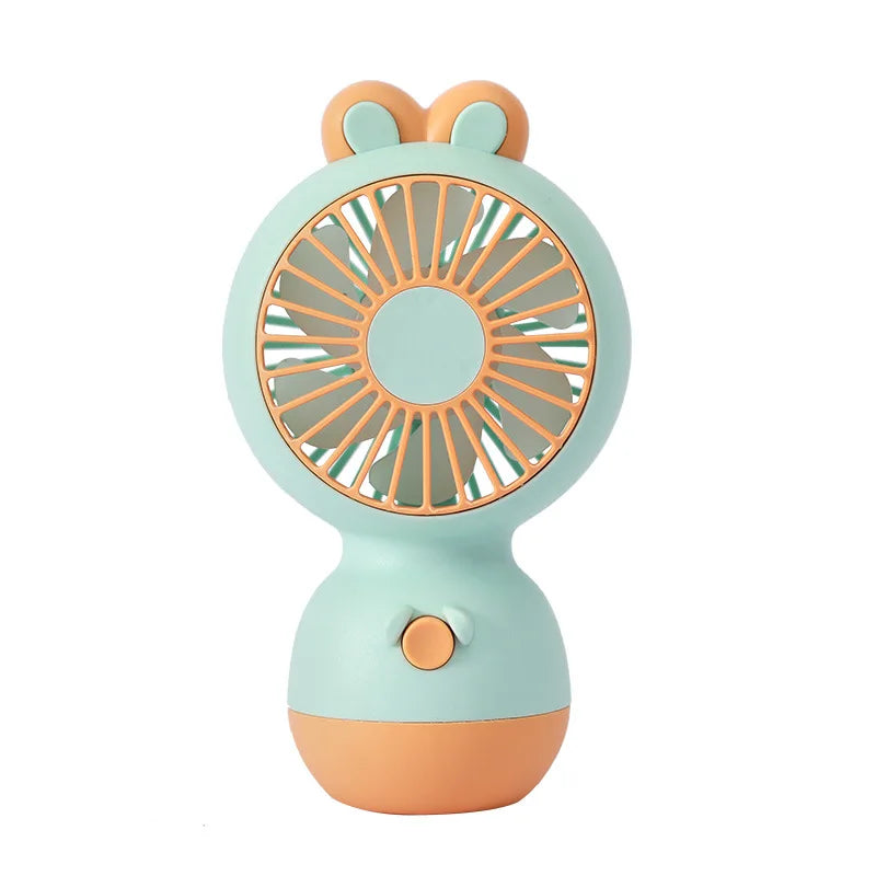 Cute Cartoon Rabbit Ear Desktop Fan USB Rechargeable Handheld Fan Summer Cooling Gift for Kids Children Home Office Rechargeable