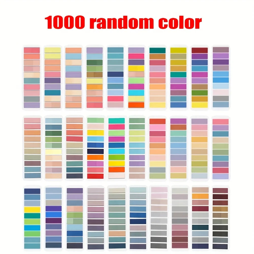 1000/2000 Sheets Stickers Transparent Index Creative Memo Pads Stationery Self-Adhesive Posted It Sticky Note Pads,Random Colors