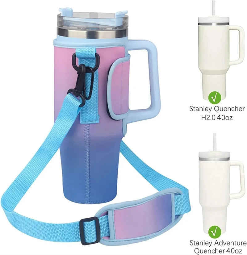 1PC Water Bottle Carrier Bag for Large Capacity Tumbler Cup with Handle Water Bottle Cup Sleeve with Adjustable Shoulder Strap