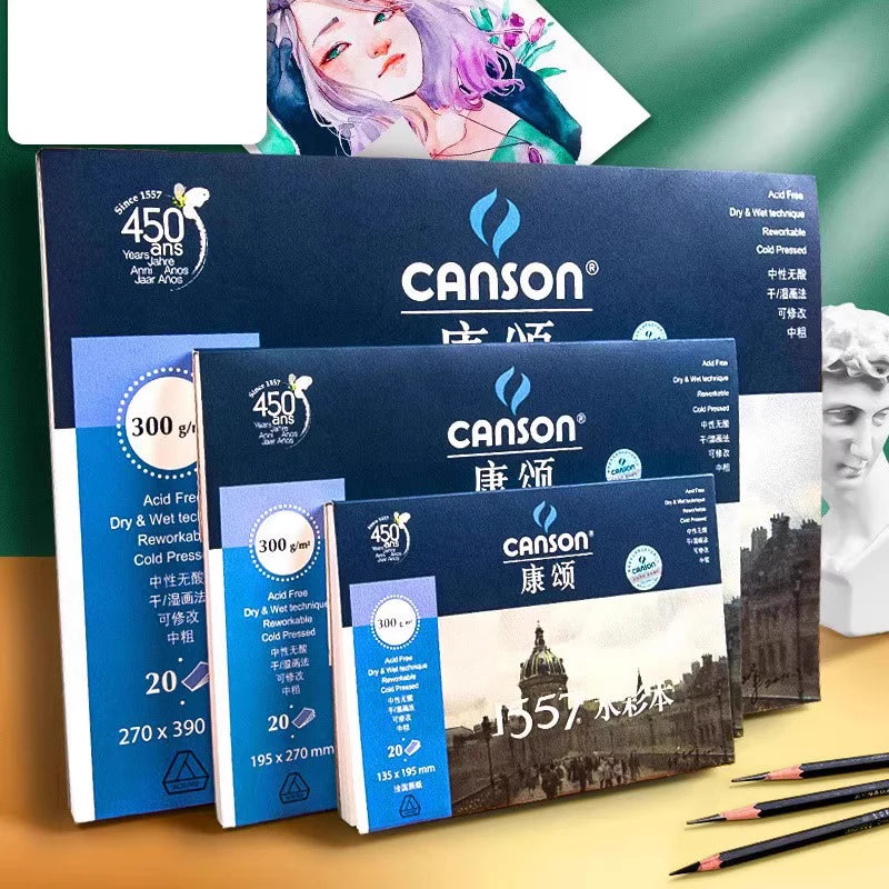 canson 1557 Watercolor Paper 300g/m2 Water Color Painting Paper A3/A4/A5/8K Hand Painted Watercolor Book Creative Art Supplies