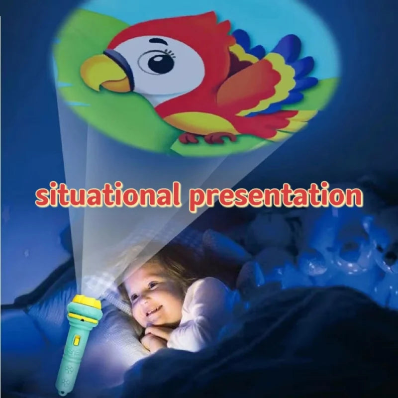 10Pcs Cartoon Projector Flashlight Cards, Creative Kids Flashlight Toy Projector for Children, Bedtime Story Toy for Babies