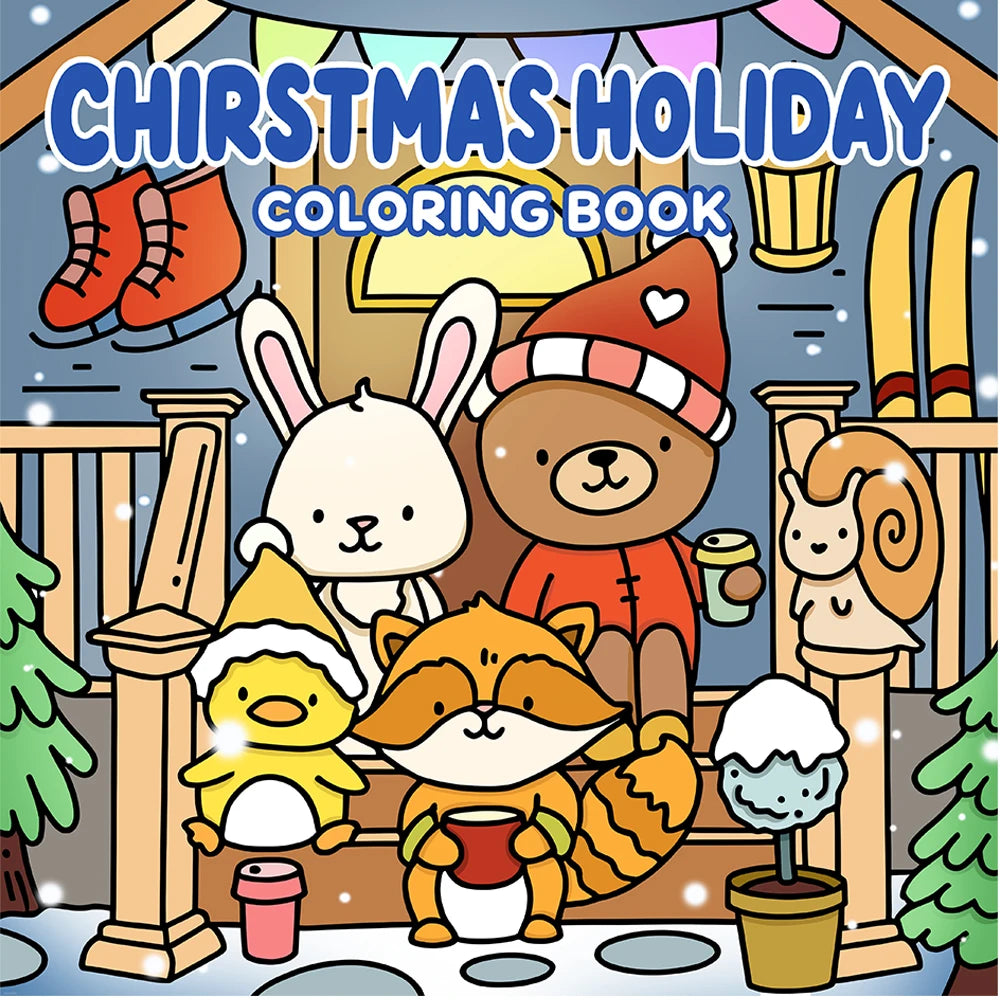 CHIRSTMAS HOLIDAY Coloring Book for Adults Featuring Cartoon Bold-easy Patterns for Relaxation Kids DIY Painting Drawing Books